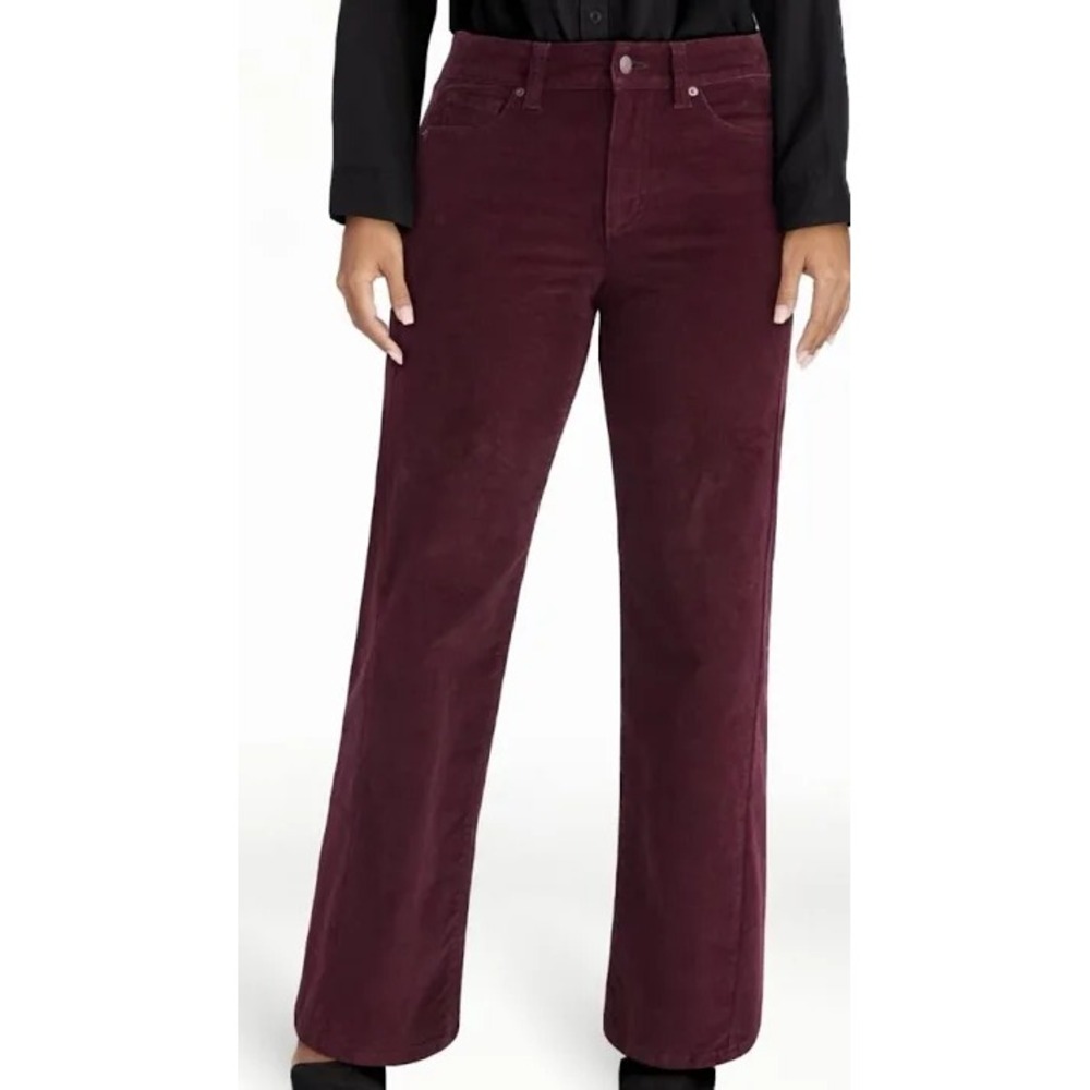 Time and Tru Womens High Rise Wide Leg Velvet Pants Burgundy Wine Size 14 NWT‎